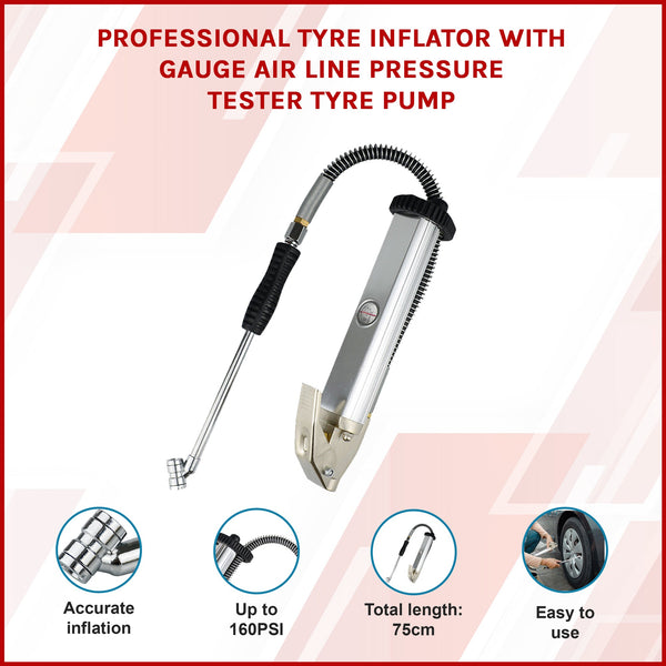 Randy & Travis Machinery Professional Tyre Inflator With Gauge Air Line Pressure Tester Pump Deflators