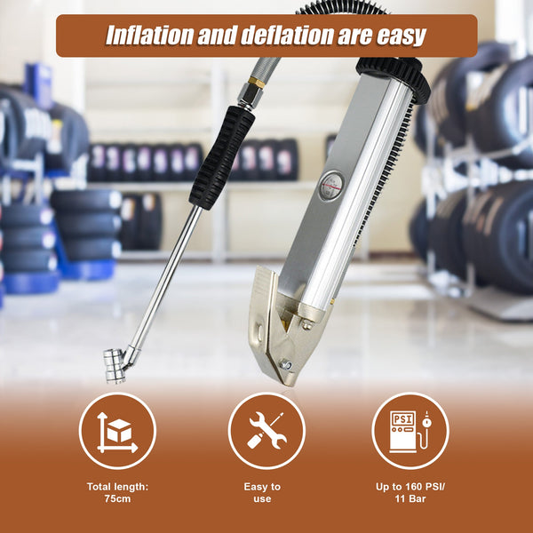 Randy & Travis Machinery Professional Tyre Inflator With Gauge Air Line Pressure Tester Pump Deflators