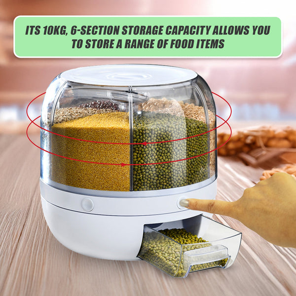 Rice Storage Cereal Dispenser Grain Container Rotating Dry Food Box Food Storage Containers
