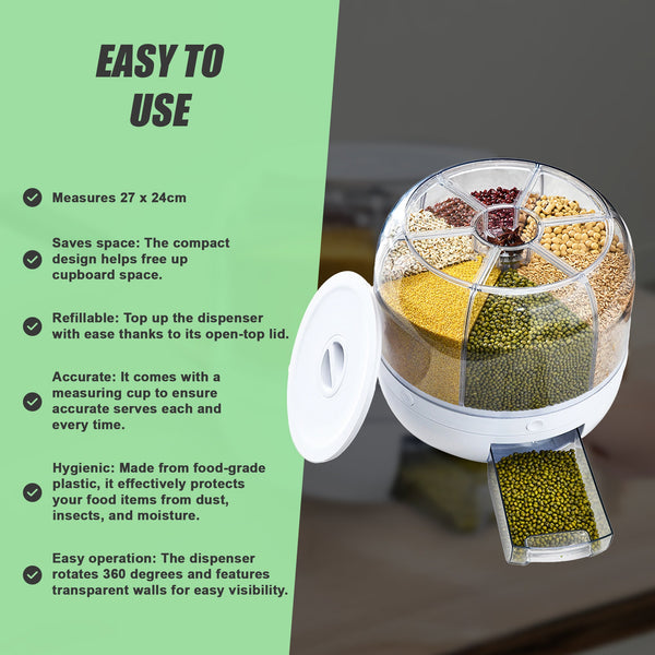 Rice Storage Cereal Dispenser Grain Container Rotating Dry Food Box Food Storage Containers