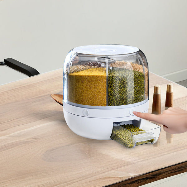 Rice Storage Cereal Dispenser Grain Container Rotating Dry Food Box Food Storage Containers