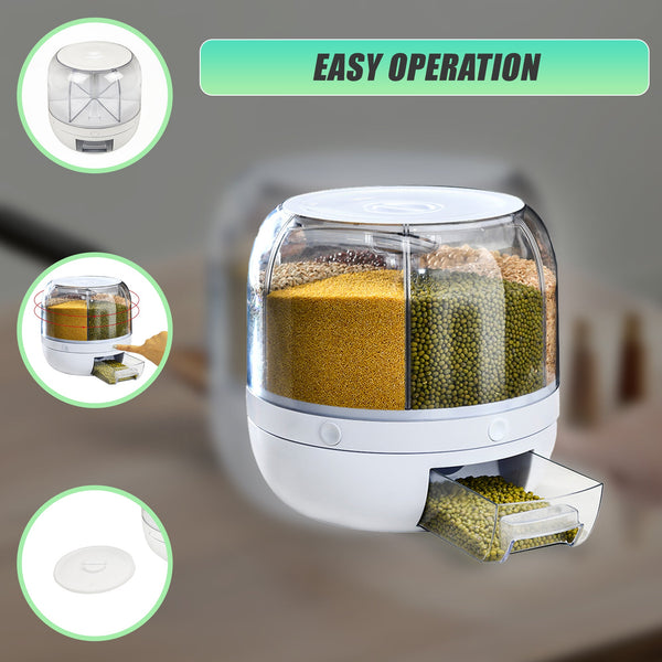 Rice Storage Cereal Dispenser Grain Container Rotating Dry Food Box Food Storage Containers