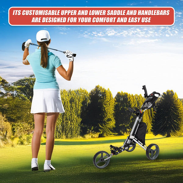 Golf Club Buggy Trolley Cart Compact Foldable 3 Wheel Golf Carts