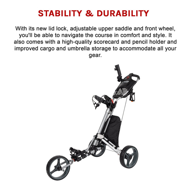 Golf Club Buggy Trolley Cart Compact Foldable 3 Wheel Golf Carts