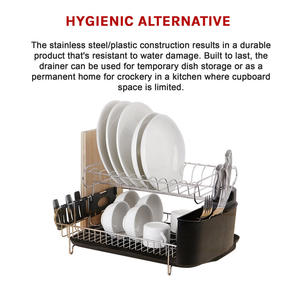 Dish Drying Rack Drainer Cup Plate Holder Cutlery Tray Kitchen Organiser Racks & Holders