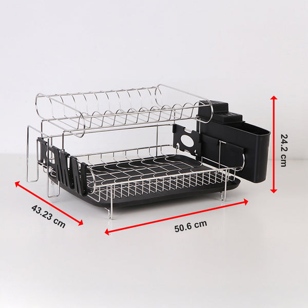 Dish Drying Rack Drainer Cup Plate Holder Cutlery Tray Kitchen Organiser Racks & Holders