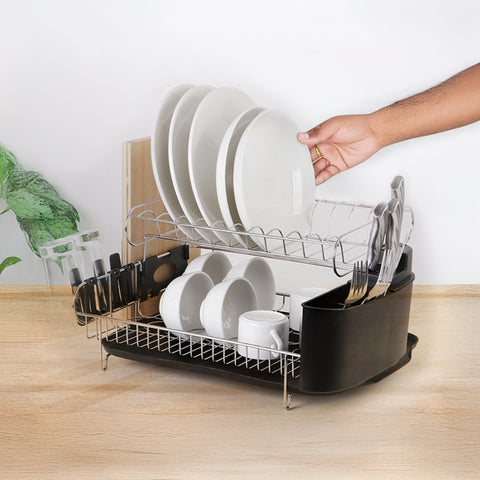 Dish Drying Rack Drainer Cup Plate Holder Cutlery Tray Kitchen Organiser Racks & Holders