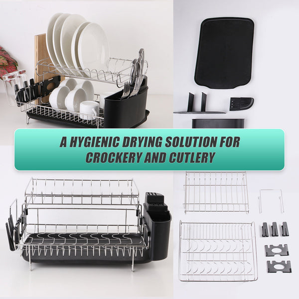 Dish Drying Rack Drainer Cup Plate Holder Cutlery Tray Kitchen Organiser Racks & Holders