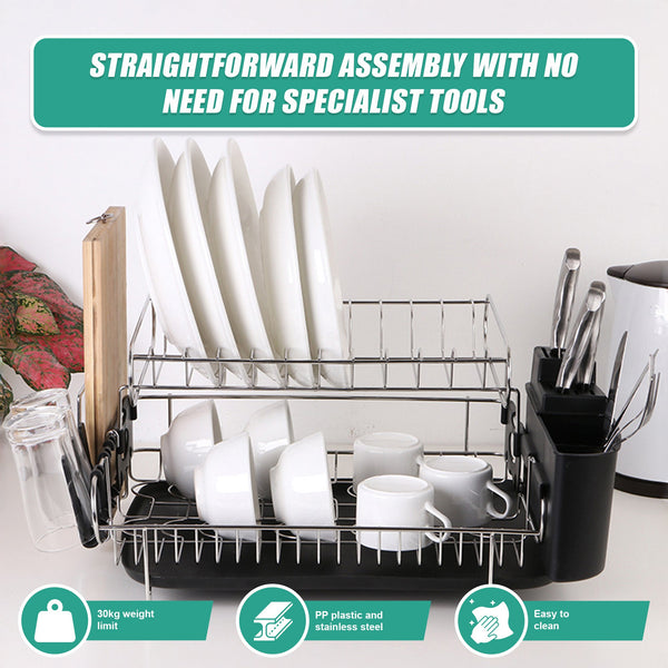 Dish Drying Rack Drainer Cup Plate Holder Cutlery Tray Kitchen Organiser Racks & Holders