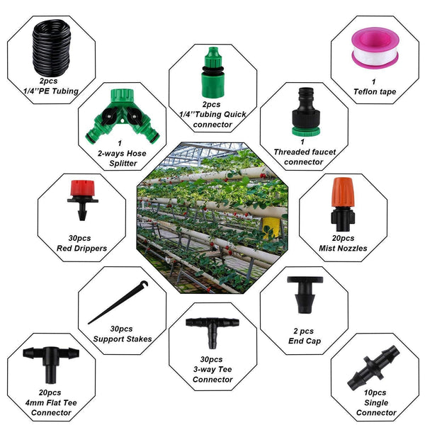 Drip Irrigation System Plant Self Garden Watering Hose Spray Kit Complete Drip Irrigation Kits