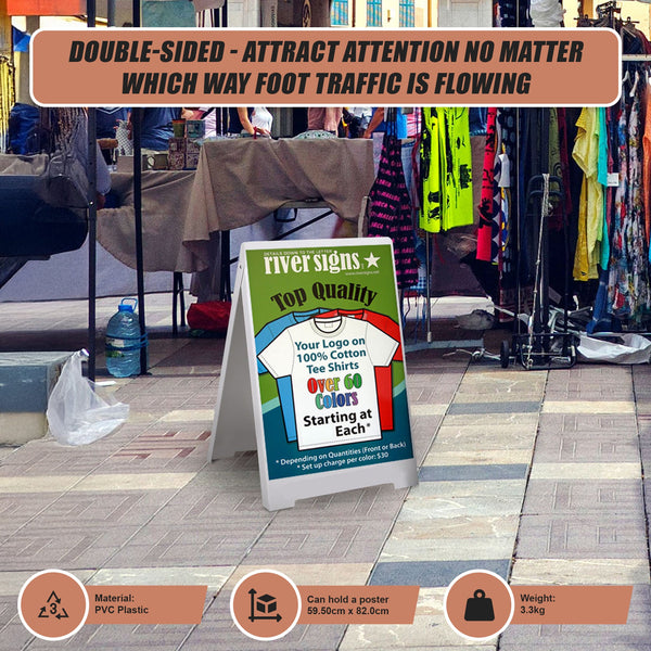 Double Side Sidewalk A Frame Sign Sandwich Board Holds Graphic Plastic Panels Restaurant Signs