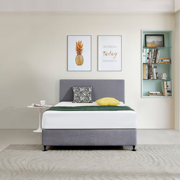 Linen Fabric Double Bed Deluxe Headboard Bedhead Slate Ash Headboards & Footboards
