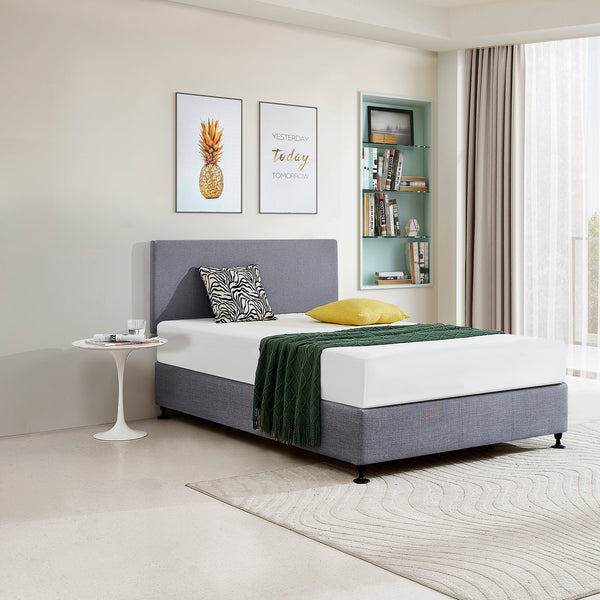 Linen Fabric Double Bed Deluxe Headboard Bedhead Slate Ash Headboards & Footboards