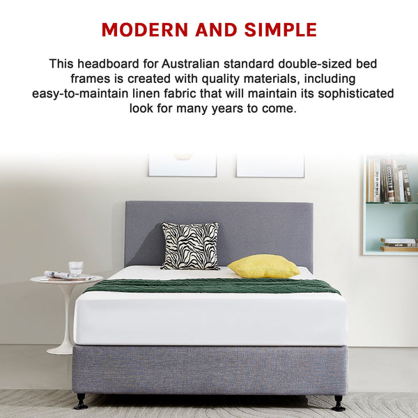 Linen Fabric Double Bed Deluxe Headboard Bedhead Slate Ash Headboards & Footboards