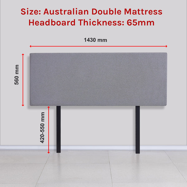 Linen Fabric Double Bed Deluxe Headboard Bedhead Slate Ash Headboards & Footboards