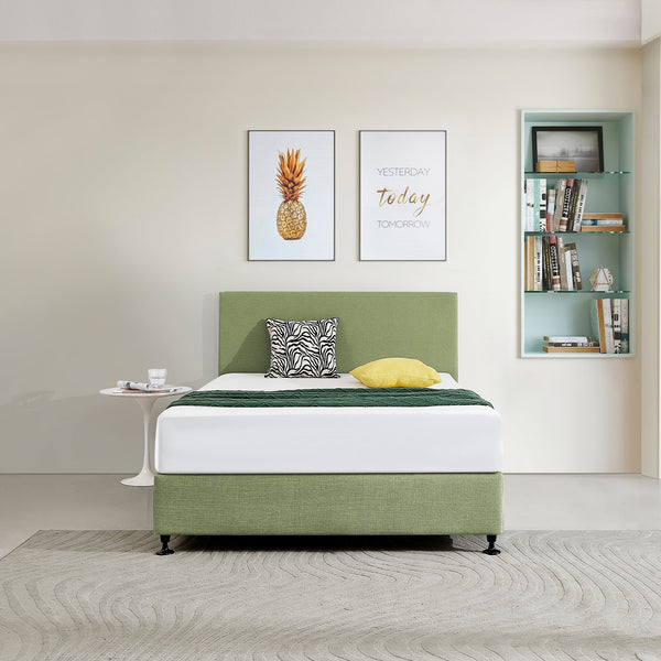 Linen Fabric Double Bed Deluxe Headboard Bedhead Olive Green Double Bed Frames