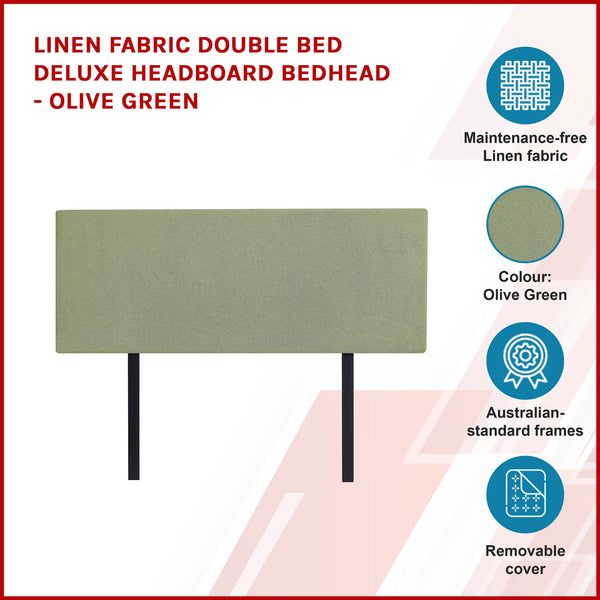 Linen Fabric Double Bed Deluxe Headboard Bedhead Olive Green Double Bed Frames