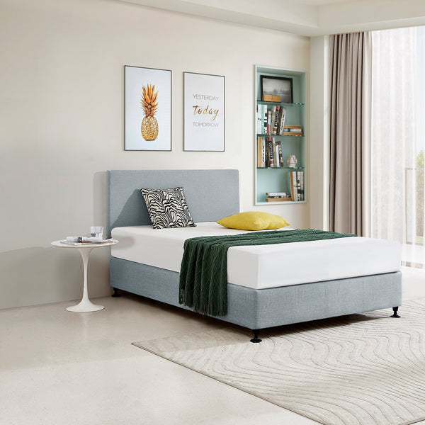 Palermo Linen Fabric Double Bed Deluxe Headboard Bedhead Stone Grey Double Bed Frames
