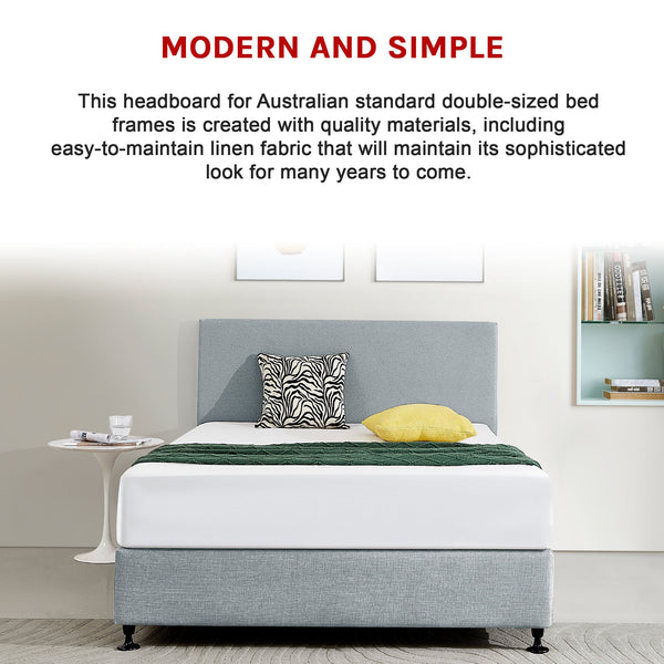 Palermo Linen Fabric Double Bed Deluxe Headboard Bedhead Stone Grey Double Bed Frames