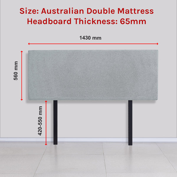Palermo Linen Fabric Double Bed Deluxe Headboard Bedhead Stone Grey Double Bed Frames