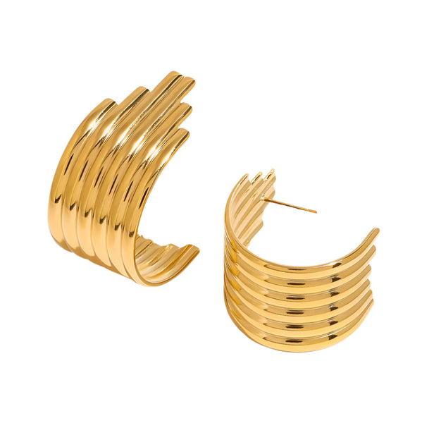 Veile Studios 18K Gold Plated Stainless Steel Ribbed Earrings