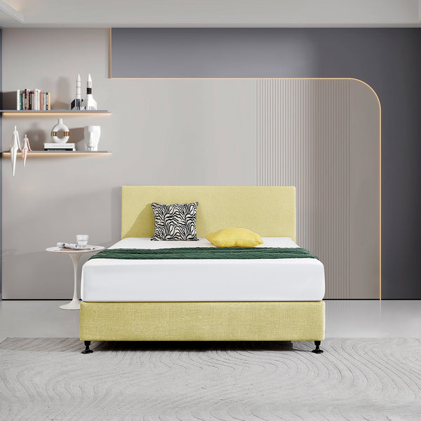 Linen Fabric Queen Bed Deluxe Headboard Bedhead Sulfur Yellow Headboards & Footboards