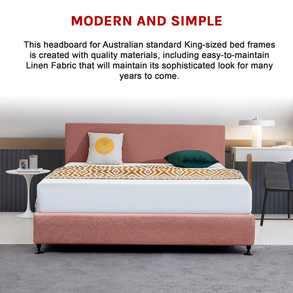 Linen Fabric King Bed Deluxe Headboard Bedhead Pearl Copper Brown King Bed Frames