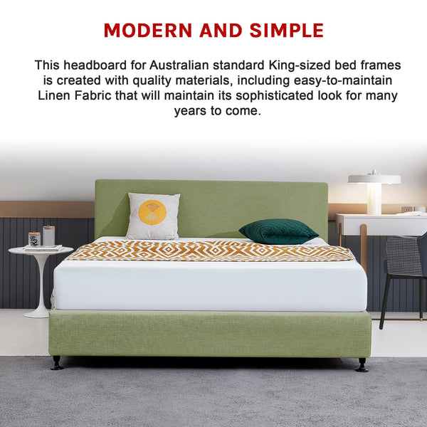 Linen Fabric King Bed Deluxe Headboard Bedhead Olive Green King Bed Frames