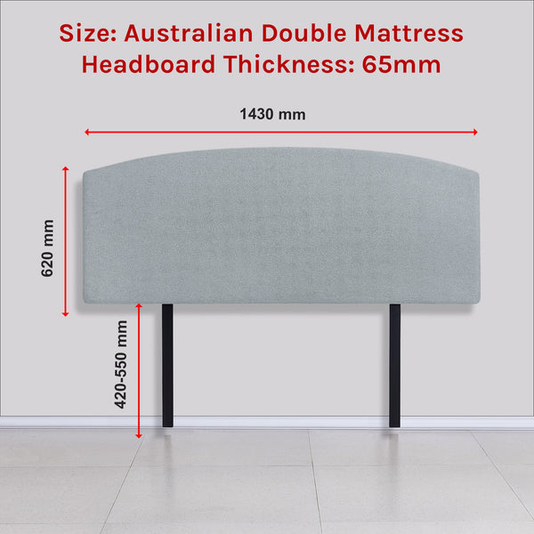 Linen Fabric Double Bed Curved Headboard Bedhead Stone Grey Headboards & Footboards