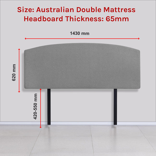 Linen Fabric Double Bed Curved Headboard Bedhead Night Ash Headboards & Footboards