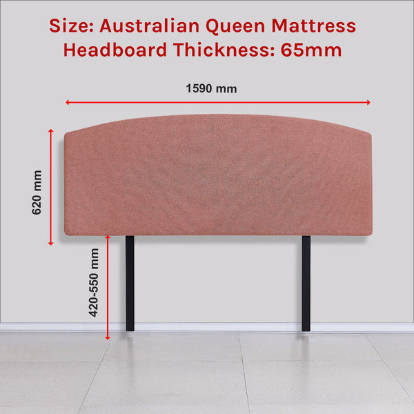 Linen Fabric Queen Bed Curved Headboard Bedhead Pearl Copper Brown Queen Bed Frames