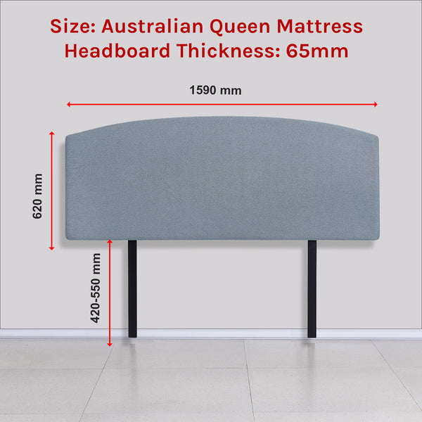 Linen Fabric Queen Bed Curved Headboard Bedhead Berlin Blue Headboards & Footboards