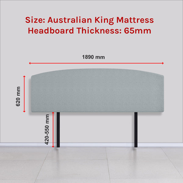 Linen Fabric King Bed Curved Headboard Bedhead Stone Grey Headboards & Footboards