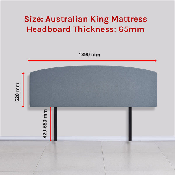 Linen Fabric King Bed Curved Headboard Bedhead Berlin Blue Headboards & Footboards