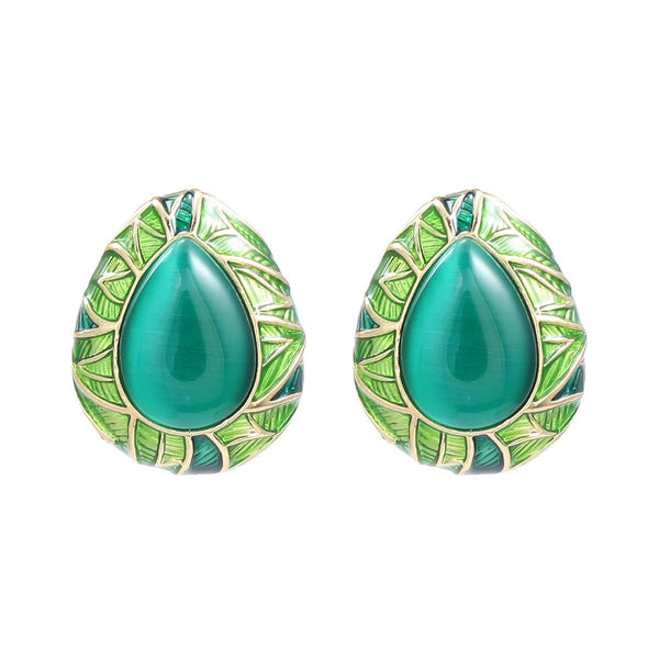 Veile Studios Alloy Oil Drop Green Waterdrop Studs Suitable For Women Earrings