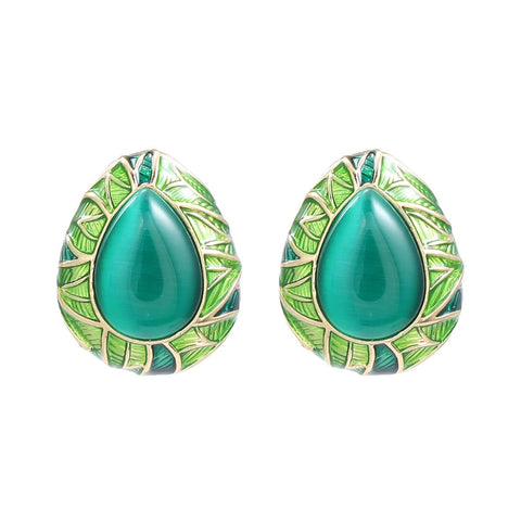 Veile Studios Alloy Oil Drop Green Waterdrop Studs Suitable For Women Earrings