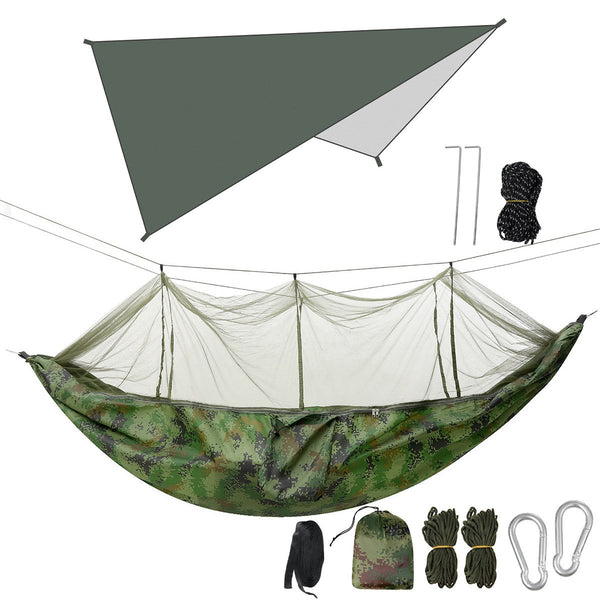 Double Person Hammock With Awning Mosquito Net Outdoor Camping Hammocks
