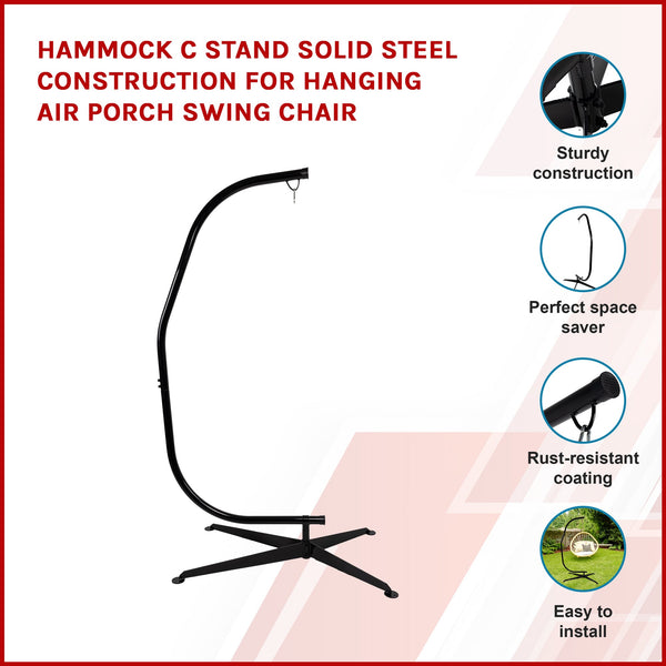 Hammock C Stand Solid Steel Construction For Hanging Air Porch Swing Chair Hammocks