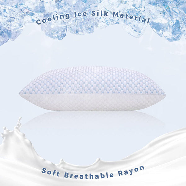 Large Memory Foam Cooling Pillow Heat And Moisture Reducing Ice Silk Gel Infused Pillows
