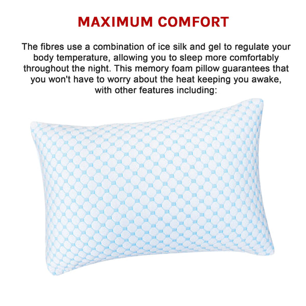 Large Memory Foam Cooling Pillow Heat And Moisture Reducing Ice Silk Gel Infused Pillows