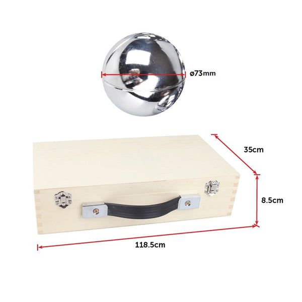 Deluxe Boules Bocce 8 Alloy Ball Set With Wooden Case Lawn Games