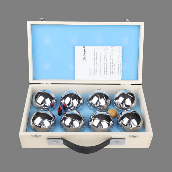 Deluxe Boules Bocce 8 Alloy Ball Set With Wooden Case Lawn Games