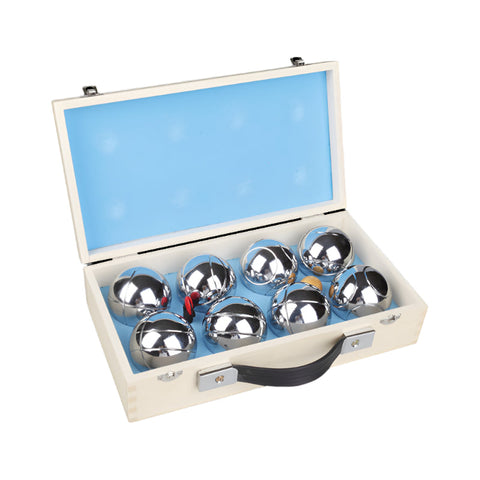 Deluxe Boules Bocce 8 Alloy Ball Set With Wooden Case Lawn Games