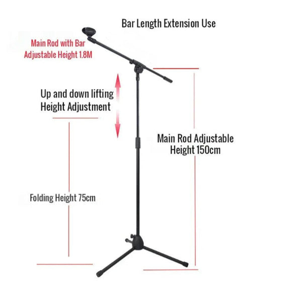 Stage Stands Tripod Mic With Boom 2 Pack Microphone Holders & Stands