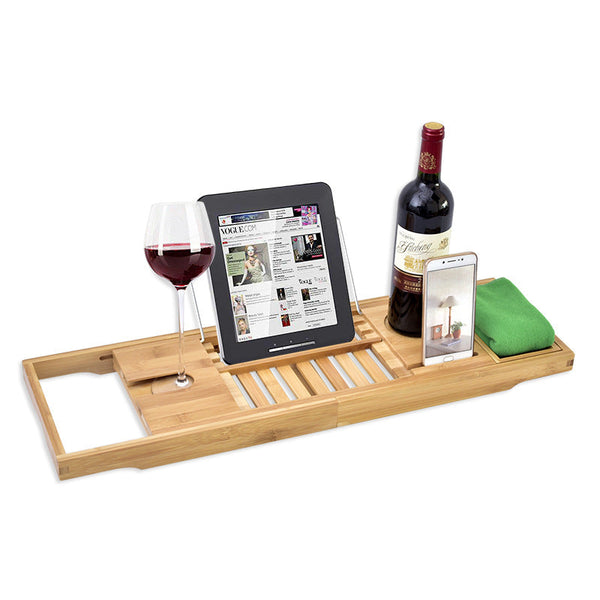Bathroom Bamboo Caddy Wine Glass Holder Table Tray Bathtub Rack Soap Shelf Other Bathroom Accessories