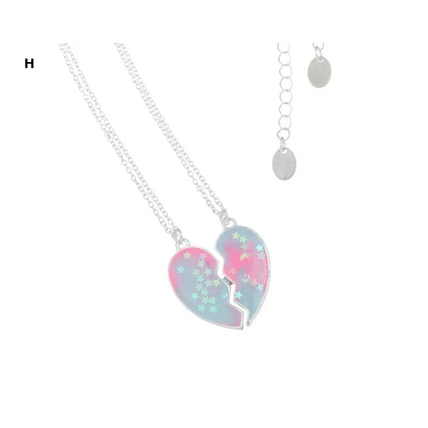 2 Pieces Heart Shaped Cat Unicorn Koala Bear Pendant Necklace For Kids Friendship Jewellery Necklaces & Pendants