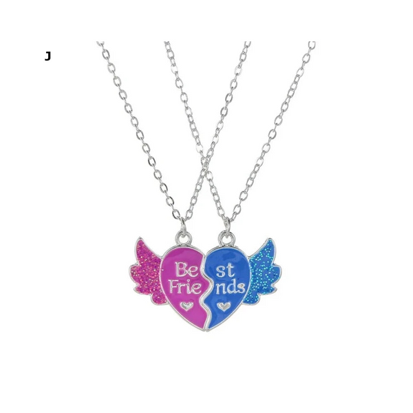 2 Pieces Heart Shaped Cat Unicorn Koala Bear Pendant Necklace For Kids Friendship Jewellery Necklaces & Pendants