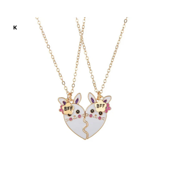 2 Pieces Heart Shaped Cat Unicorn Koala Bear Pendant Necklace For Kids Friendship Jewellery Necklaces & Pendants