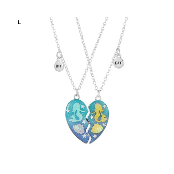 2 Pieces Heart Shaped Cat Unicorn Koala Bear Pendant Necklace For Kids Friendship Jewellery Necklaces & Pendants