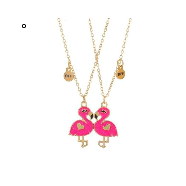 2 Pieces Heart Shaped Cat Unicorn Koala Bear Pendant Necklace For Kids Friendship Jewellery Necklaces & Pendants